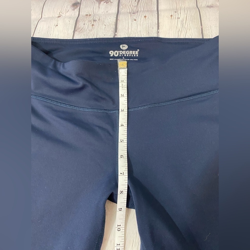 90 Degrees by Reflex Womens Size Large Navy Blue Workout Exercise Yoga Leggings - Picture 6 of 7